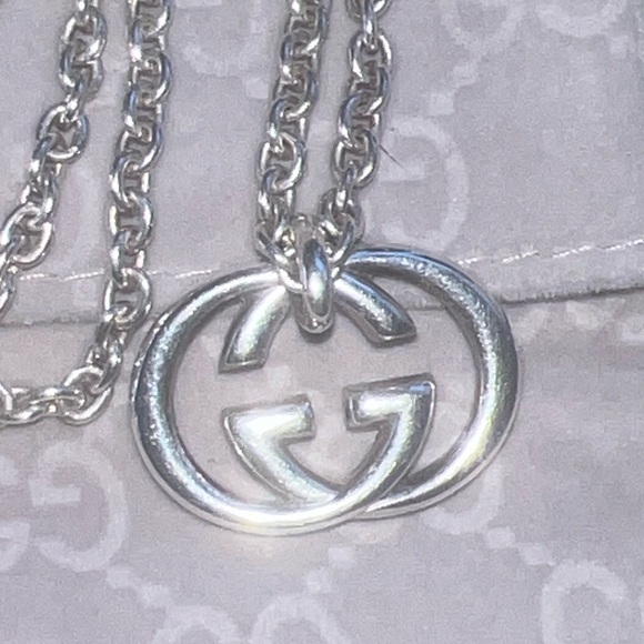 Gucci Interlocking G 925 Sterling Silver Necklace 18” - Picture 2 of 6